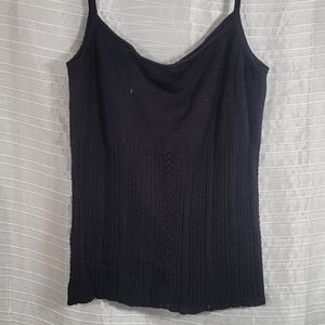 DKNY Black knit tank top with beading Size M